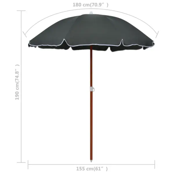 Aia päikesevari UV- ja veekindla kangaga, antratsiithall, 155 cm – 5