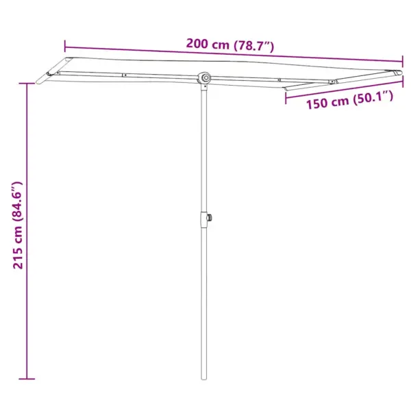 Lame aia päikesevari alumiiniumpostiga, 200 x 150 cm, must – 11