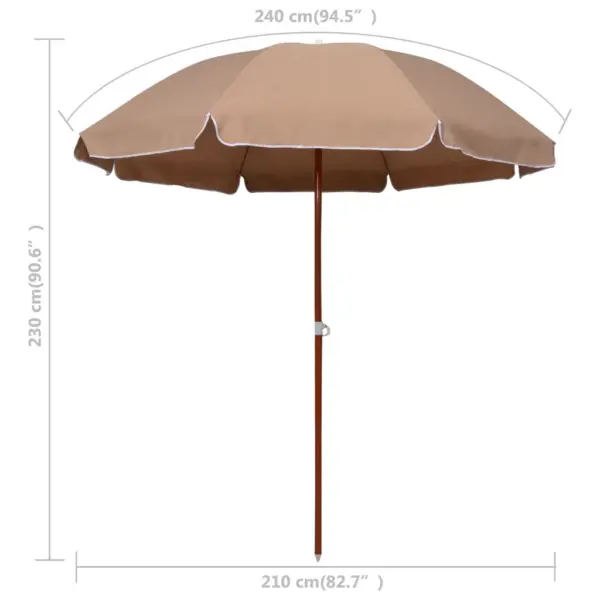 Aia päikesevari UV- ja veekindel, teraspostiga, pruunikashall, ø 210 cm, kaar 240 cm – 5