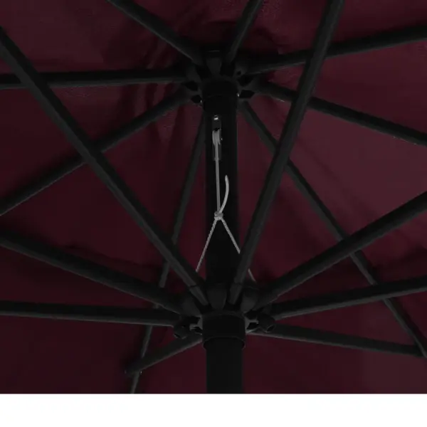 Aia päikesevari metallpostiga, bordoopunane, 390 cm läbimõõduga - 5