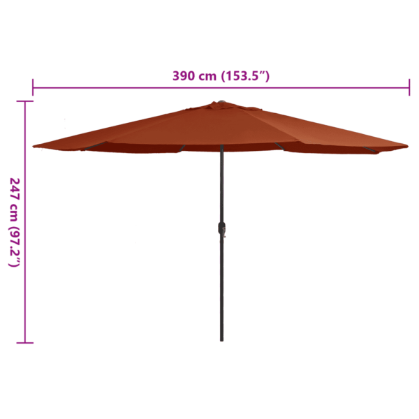 Aia päikesevari 390 cm, terrakota polüesterkangas, metallpostiga – 7
