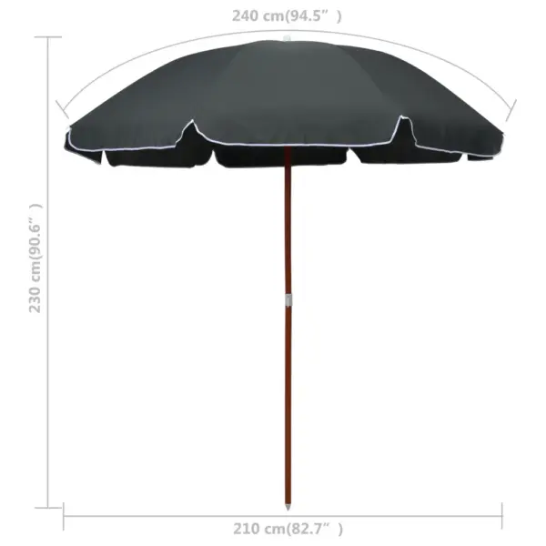 Aia päikesevari antratsiithall, teraspostiga, Ø 210 cm, kaare pikkus 240 cm, UV- ja veekindel – 5