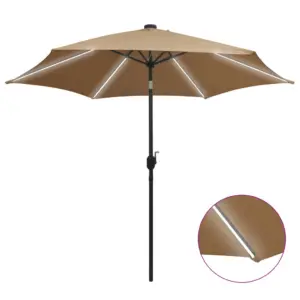 Aia päikesevari LED-ribade ja vändamehhanismiga, 300 cm, pruunikashall