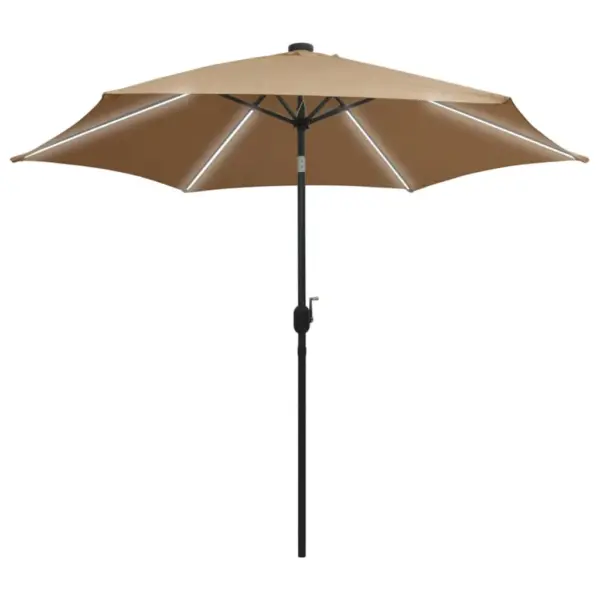 Aia päikesevari LED-ribade ja vändamehhanismiga, 300 cm, pruunikashall - 2