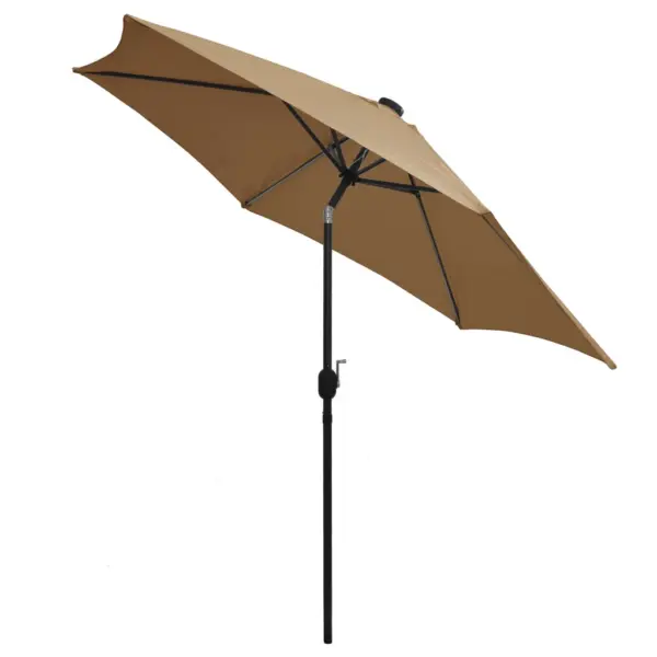 Aia päikesevari LED-ribade ja vändamehhanismiga, 300 cm, pruunikashall - 4