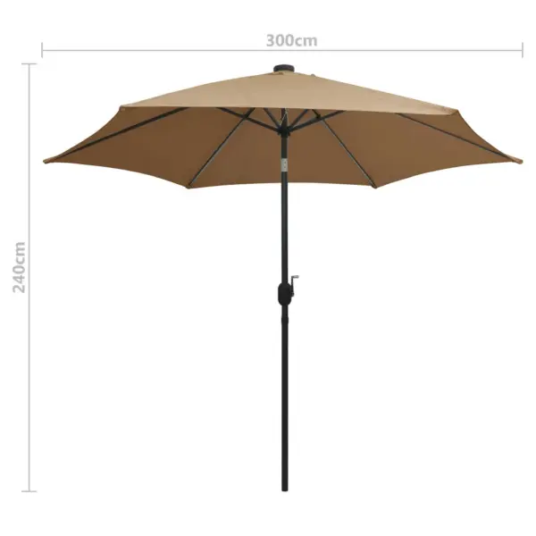 Aia päikesevari LED-ribade ja vändamehhanismiga, 300 cm, pruunikashall - 8