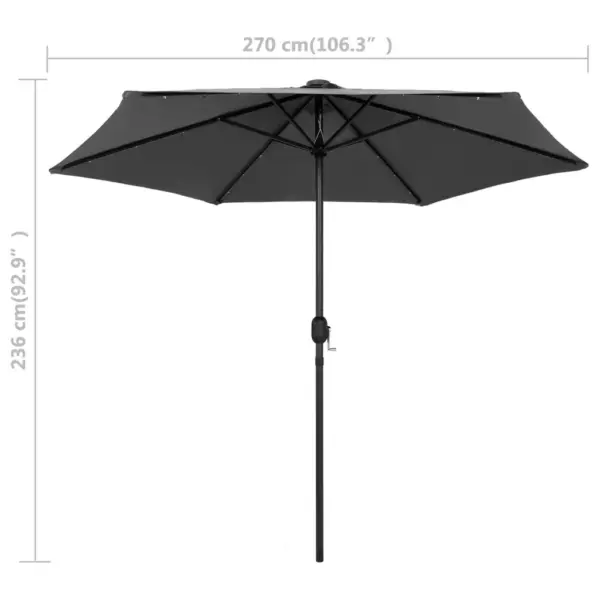Aia päikesevari LED-valgustusega, alumiiniumpost, 270 cm, antratsiithall – 7