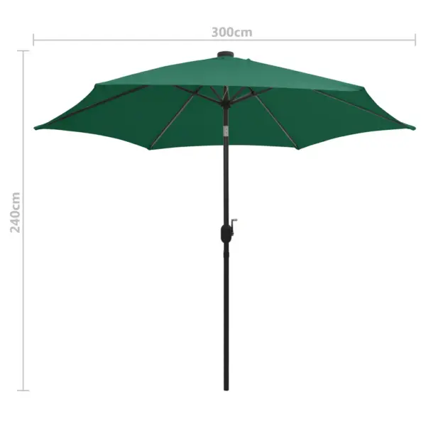 Roheline aia päikesevari LED-valgustusega, 300 cm, alumiiniumpostiga – 8
