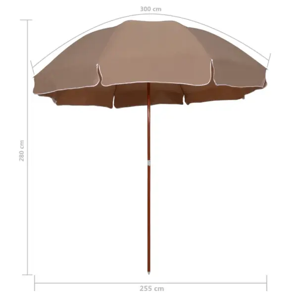 UV- ja veekindel aia päikesevari teraspostiga, pruunikashall, 255 cm - 5