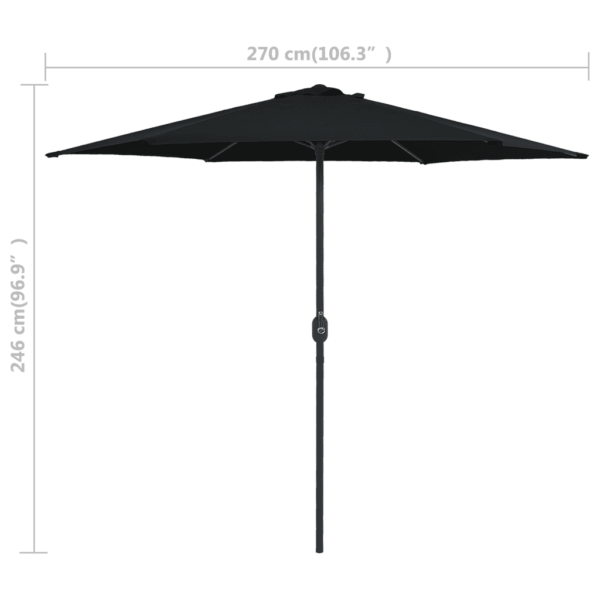 Aia päikesevari vändaga, must, 270 cm alumiiniumpostiga - 7