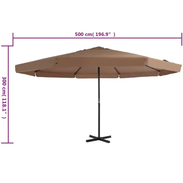 Aiapäikesevari alumiiniumpostiga ristalusel, 500 cm, pruunikashall – 7