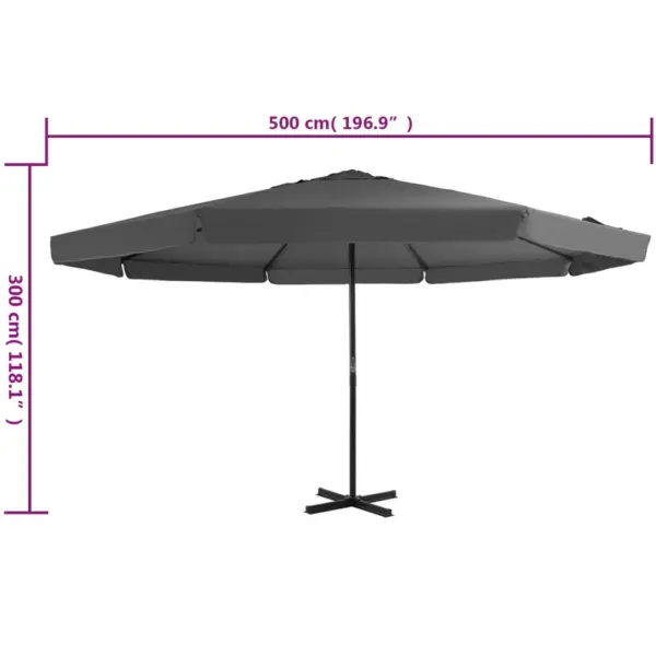 Aiapäikesevari alumiiniumpostiga, 500 cm, antratsiithall - 7