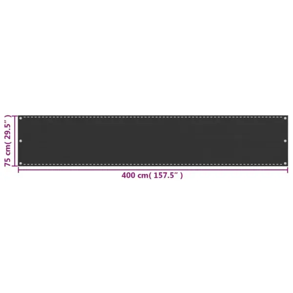 HDPE rõdusirm privaatsuse tagamiseks, antratsiithall, 75 x 400 cm – 5