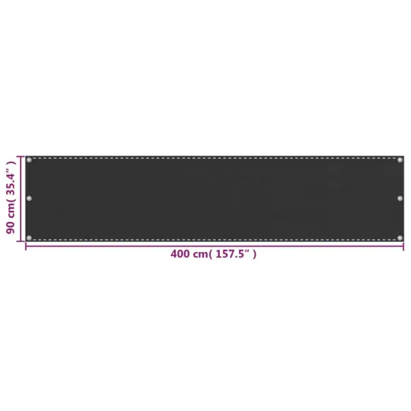 HDPE rõdusirm privaatsuseks, antratsiithall, 90 x 400 cm – 5