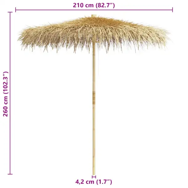 Bambusest aia päikesevari banaanilehtedest katusega, pruun, 210 cm - 12