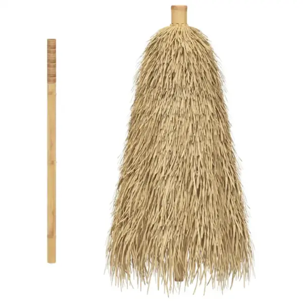 Bambusest aia päikesevari banaanilehtedest katusega, pruun, 210 cm - 5