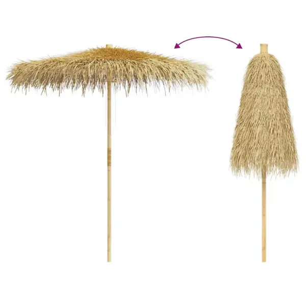 Bambusest aia päikesevari banaanilehtedest katusega, pruun, 210 cm - 6