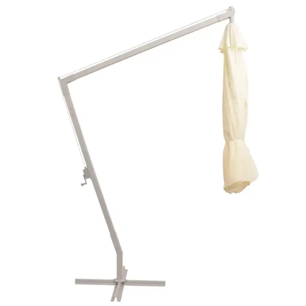 Rippuv aiapäikesevari ventilatsiooniavaga, beež polüester, alumiiniumraamiga, ristjalaga - 7