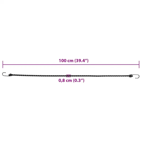 Helkurribadega bungee kinnitusnöör konksudega, 50 tk, 100 cm, must – 7