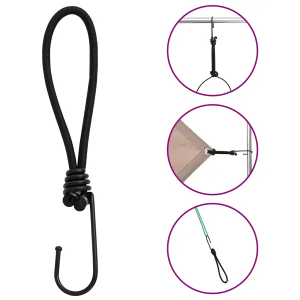 Elastsed bungee kinnitusnöörid konksuga, 25 tk, must, 17 cm, kandevõime 20 kg – 4