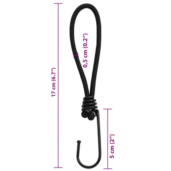 Elastsed bungee kinnitusnöörid konksuga, 25 tk, must, 17 cm, kandevõime 20 kg – 5