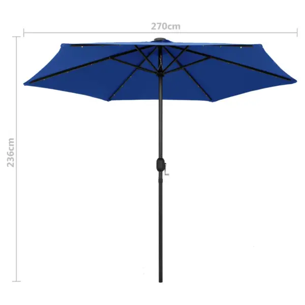 Aia päikesevari LED-valgustusega, erksinine, alumiiniumpost, 270 cm - 7