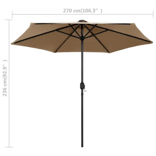 Hall aia päikesevari LED-tuledega, alumiiniumpostiga, 270 cm – 7