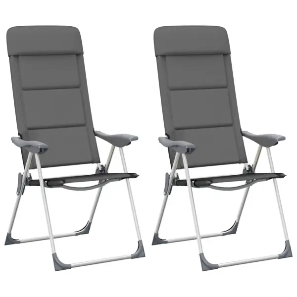 Reguleeritavad kokkupandavad matkatoolid 2 tk, hall, alumiinium, 58 x 69 x 86–111 cm - 2