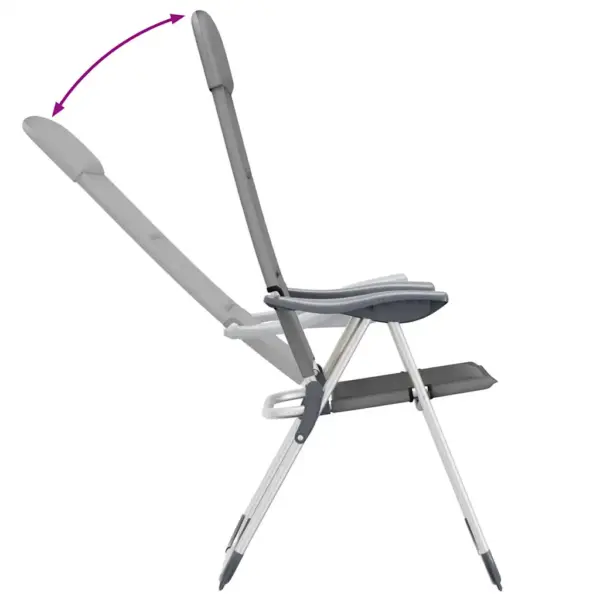 Reguleeritavad kokkupandavad matkatoolid 2 tk, hall, alumiinium, 58 x 69 x 86–111 cm - 9