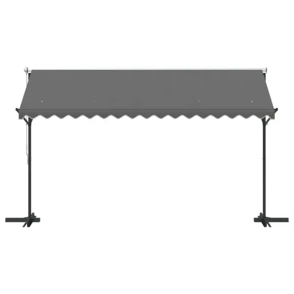 Vabaltseisev terrassivarikatus reguleeritava varjualaga, hall polüester, 4 x 3 m – 4