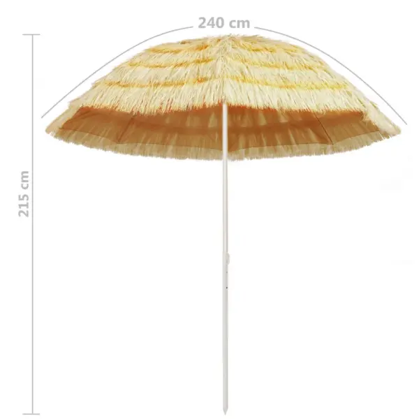 Hawaii stiilis kallutatav päikesevari, naturaalne, Ø 210 cm – 5