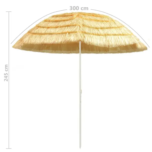 Hawaii stiilis kallutatav päikesevari, naturaalne, Ø 260 cm – 5