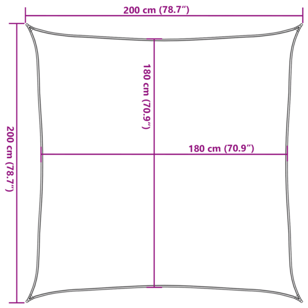 HDPE päikesepuri, kandiline, 2 x 2 m, kreemjasvalge – 10