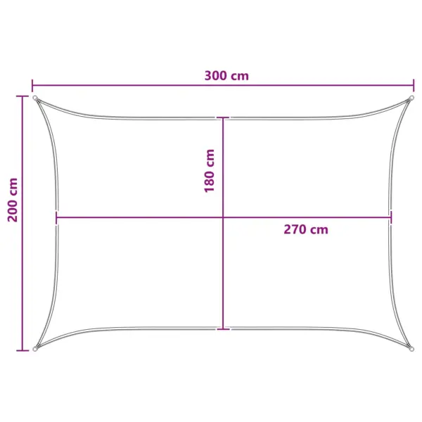 Ristkülikukujuline HDPE päikesepuri, antratsiit-valge, 2 x 3 m – 8