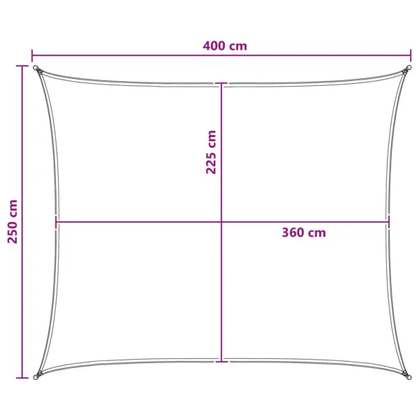 Ristkülikukujuline HDPE päikesepuri, antratsiit-valge, 2,5 x 4 m - 8