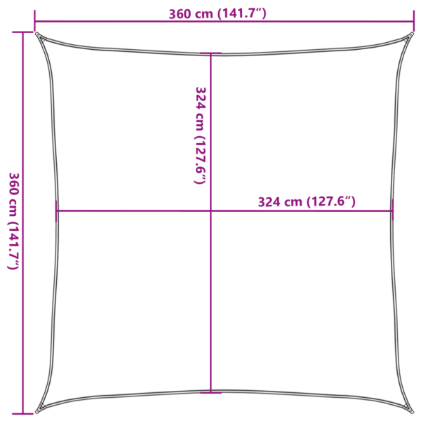 Kandiline HDPE päikesepuri 3,6 x 3,6 m, beež – 10
