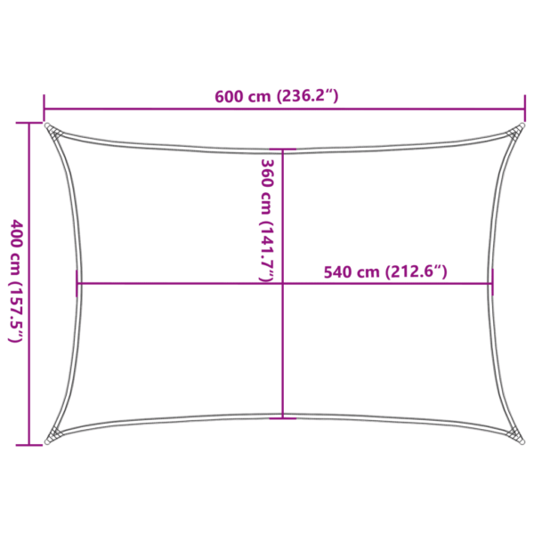 Päikesepuri HDPE-st, ristkülikukujuline, 4 x 6 m, antratsiithall – 10