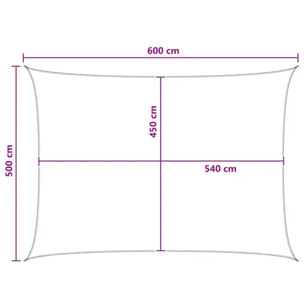 Ristkülikukujuline HDPE päikesepuri, helehall-valge, 5 x 6 m – 8