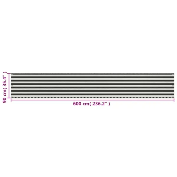 HDPE rõdusirm privaatsuse tagamiseks, 90 x 600 cm, antratsiithall/valge – 5
