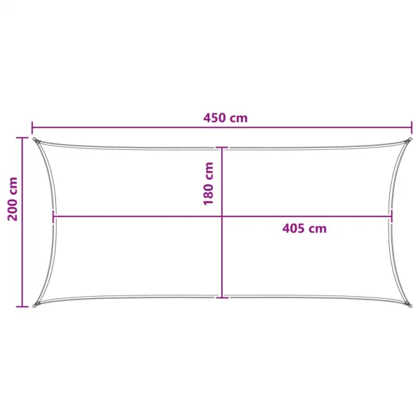 Ristkülikukujuline HDPE päikesepuri, helehall-valge, 2 x 4,5 m – 8