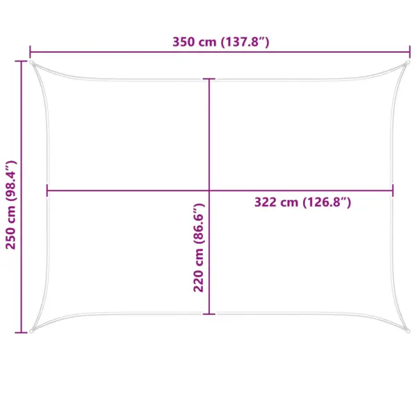 Ristkülikukujuline päikesepuri, helehall-valge, 3,5 x 2,5 m, Oxford-polüester – 10
