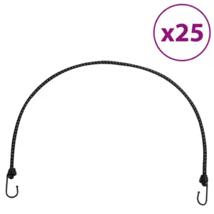 Helkuriga bungee nöör konksudega, 25 tk, 100 cm, must