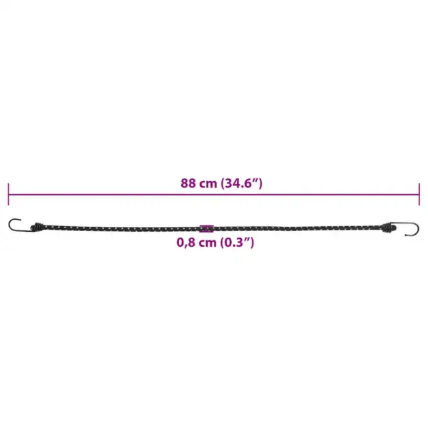 Helkuriga bungee nöör konksudega, must, 25 tk, 88 cm – 7