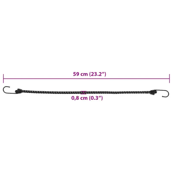 Helkurribade ja konksudega bungee nöörid, 50 tk, 59 cm, must – 7