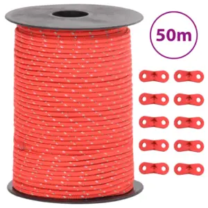 Helkuriga telginöör kinnitusaasadega, punane polüpropüleen, 50 m, 3 mm