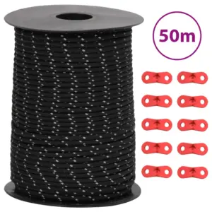 Helkuriga telginöör kinnitusaasadega, must, 50 m, 3 mm
