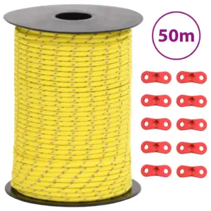 Helkuriga telginöör alumiiniumist kinnitusaasadega, kollane, 50 m, 3 mm