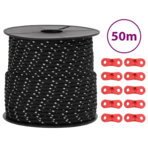 Helkuriga telginöör alumiiniumist kinnitusaasadega, must, 50 m, 4 mm