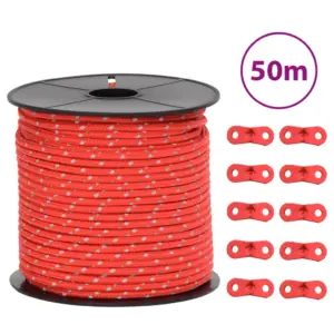 Helkuriga telginööri komplekt kinnitusaasadega, 50 m, 4 mm, punane