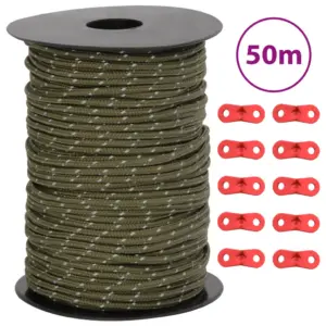 Helkuriga telginöör alumiiniumist kinnitusaasadega, roheline, 50 m, 3 mm
